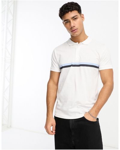 French Connection Two Stripe Polo - White