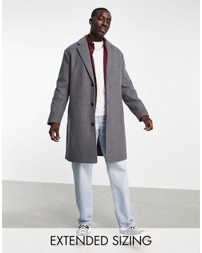ASOS Relaxed Fit Wool Mix Overcoat - Gray