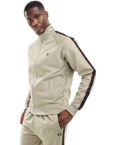 Fred Perry Co-ord Contrast Tape Track Jacket - Natural