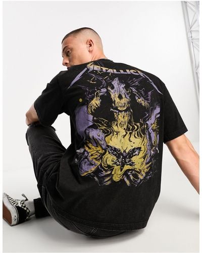 Pull&Bear T-shirt Met Metallica-print - Zwart