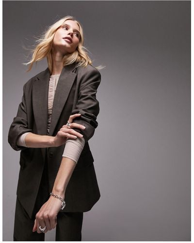TOPSHOP Co-ord Oversized Tonic Single Breasted Blazer - Gray