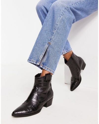 Glamorous Western Ankle Boots - Blue