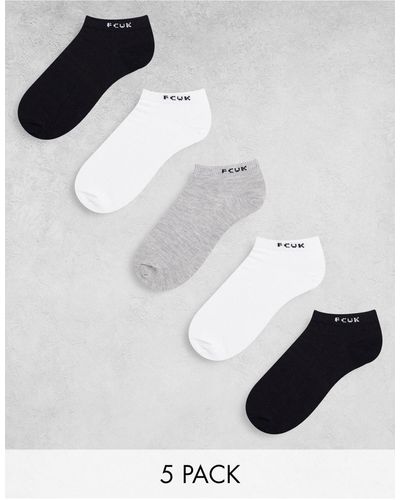 French Connection 5 Pack Trainer Socks - Grey