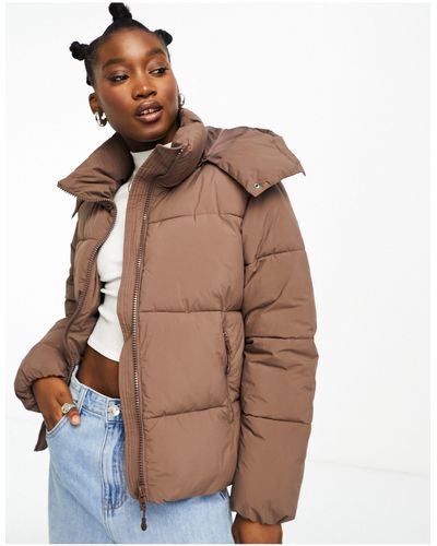 Cotton On Cotton On Button Up Mother Puffer Jacket With Removable Hood - Brown