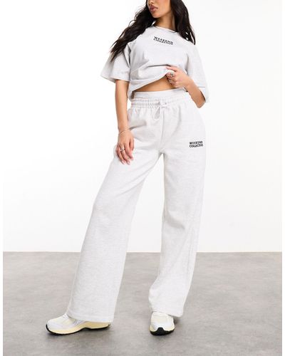 ASOS Wide Leg Heavyweight jogger With Faux Waistband - White