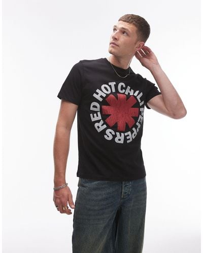 TOPMAN Classic Fit T-shirt With Red Hot Chilli Peppers Print - Black
