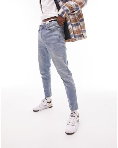 TOPMAN Stretch Tapered Jeans - Blue
