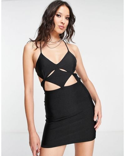 Bershka Multi Cut Out Strappy Dress - Black