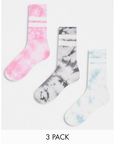 Monki 3 Pack Stripe Ankle Socks - White