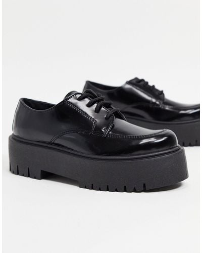 TOPSHOP Platform Lace Up Loafers - Black