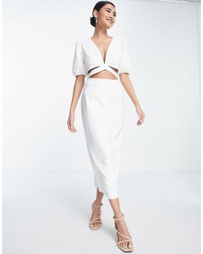 ASOS Cutout Pencil Midi Dress - White