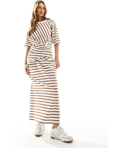 ASOS Short Sleeve With Twist Detail Midaxi Dress - White