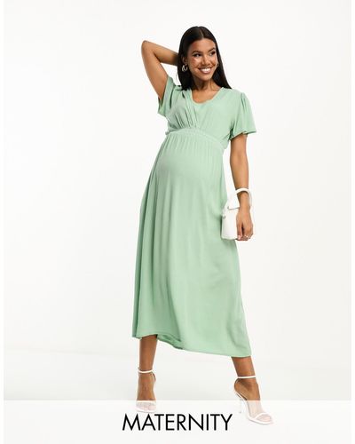Mama.licious Mamalicious Maternity Bridesmaid Lace Insert Maxi Dress - Green