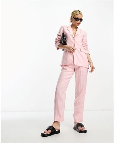 & Other Stories Co-ord Belted Linen Trousers - Pink