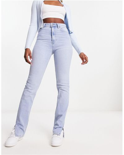 Bershka Jeans Met Split Aan - Blauw