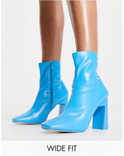 Public Desire True Mid Heeled Ankle Boots - Blue