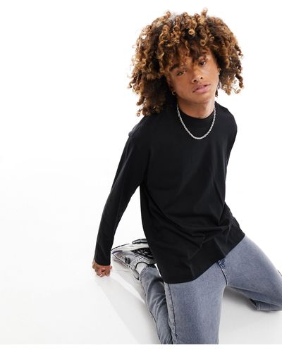 Weekday Relaxed Mock Neck Long Sleeve T-shirt - Black