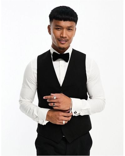 French Connection Slim Fit Dinner Suit Waistcoat - Black