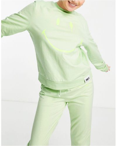 ASOS Sweat d'ensemble confort à motif smiley - citron - Vert