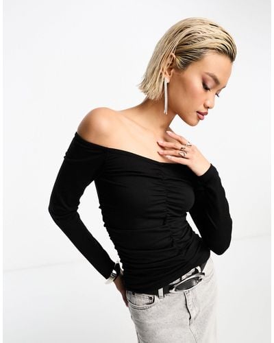 & Other Stories Off The Shoulder Top With Ruche Detail - Black