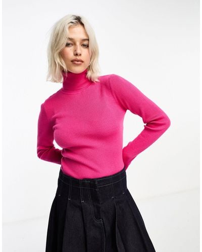 Collusion Soft Knitted Roll Neck - Pink