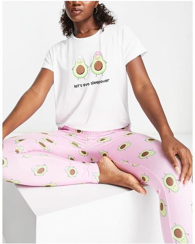 Loungeable Pyjamaset Met 'avo Sleepover'-print - Roze