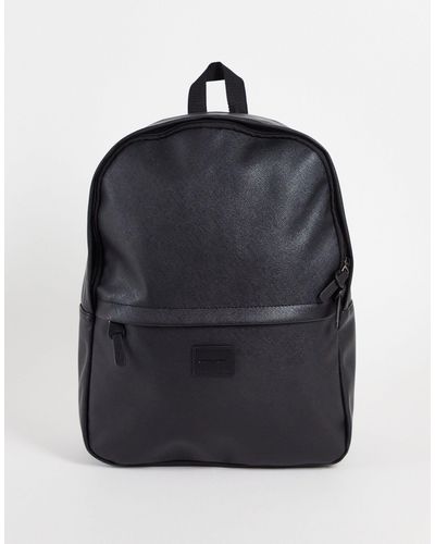 ASOS Saffiano Backpack With Zip Pocket - Black