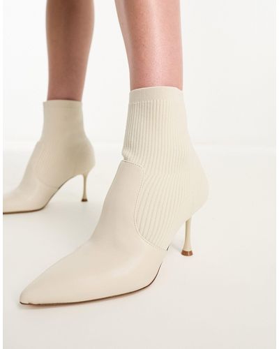 ALDO Gabi Knitted Heeled Ankle Boots - Natural