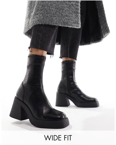 ASOS Wide Fit Radiate Mid-heel Boots - Black