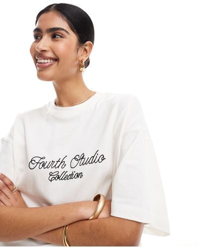 4th & Reckless Embroidered Fourth Studio Logo T-shirt - White