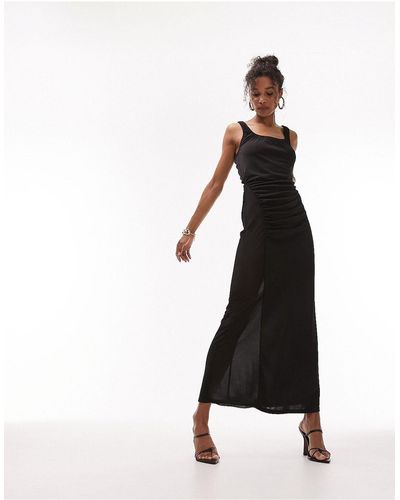 TOPSHOP Ruched Slinky Jersey Column Dress - Black