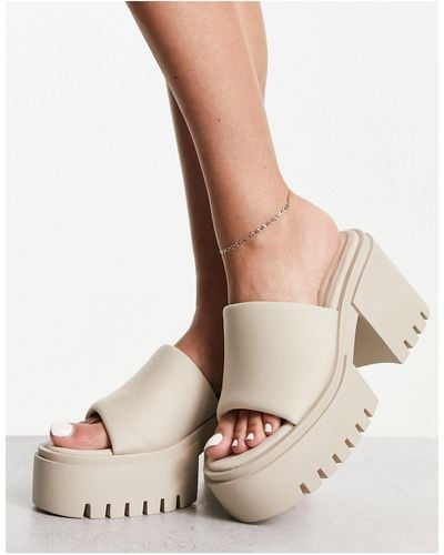 Public Desire Sabeena Chunky Heeled Mules - Natural