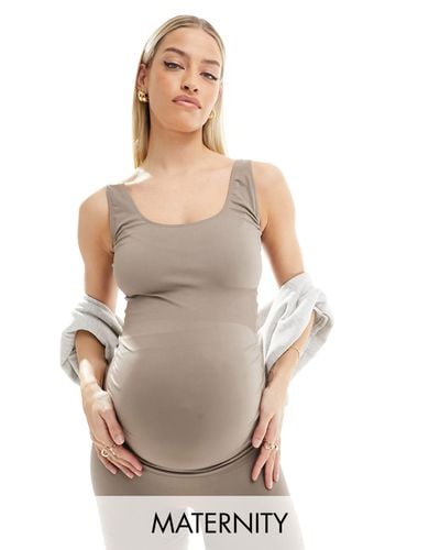 Mama.licious Mamalicious Maternity Seamless Vest Top Co-ord - Natural