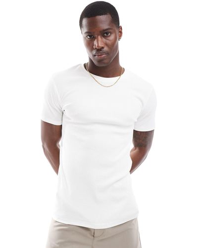 ASOS Muscle Fit Rib T-shirt - White