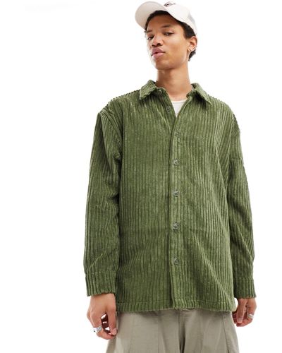 Reclaimed (vintage) – langärmliges hemd aus cord - Grün