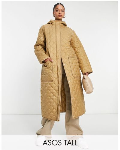 ASOS Asos design tall - cappotto lungo trapuntato cammello - Neutro