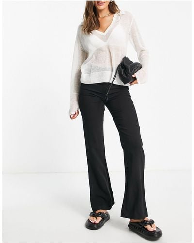 Y.A.S Flared Pants With Chunky Belt Loops - Black