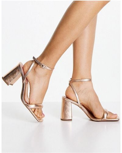 ASOS Hilton - sandales minimalistes à talons carrés - or rose - Métallisé