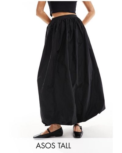 ASOS Asos Design Tall Taffeta Bubble Hem Maxi Skirt - Black