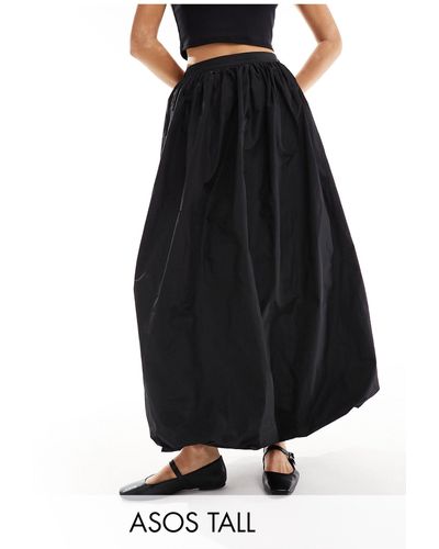 ASOS Asos design tall - robe longue en taffetas à ourlet boule - Noir