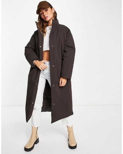 ASOS Lang Oversized Gewatteerd Puffer Jack - Bruin