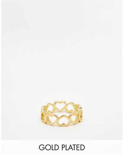 ASOS 14k Plated Ring With Cut Out Heart Design - White