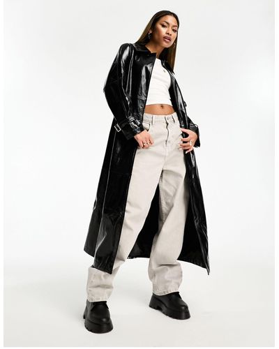 Jayley Faux Leather Oversized Trenchcoat - White