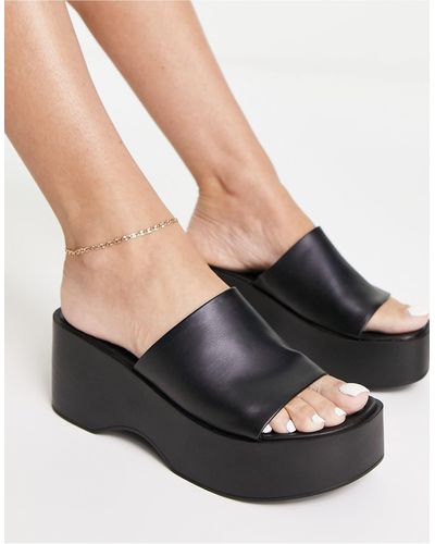 Pull&Bear Flatform Sandalen - Zwart