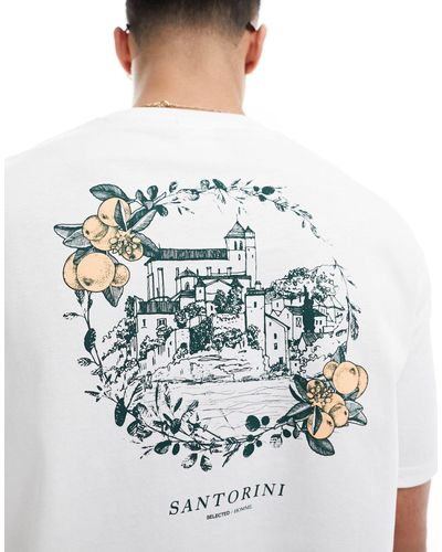SELECTED Oversized T-shirt With Santorini Oranges Backprint - White