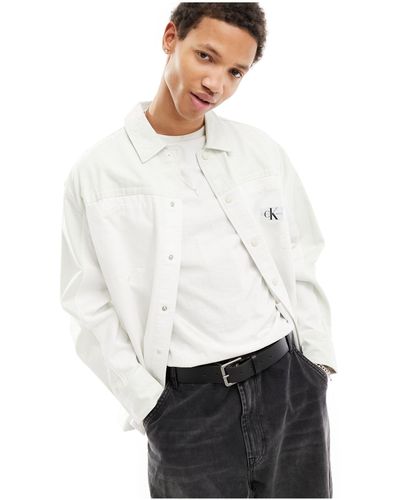 Calvin Klein Badge Blocking Overshirt - White