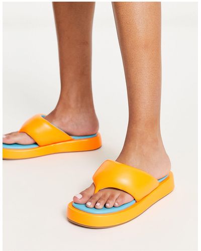 Public Desire Exclusive Vaycay Padded Toe Post Sandals - Orange