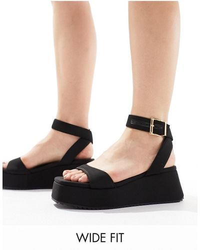 ASOS Wide Fit Tantoo Flatform Sandals - Black