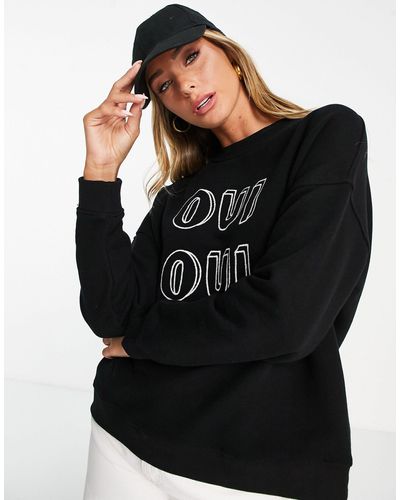 Whistles Ruimvallend Sweatshirt Met 'oui Oui'-logo - Zwart