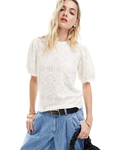 Object Jersey Broderie T-shirt - White